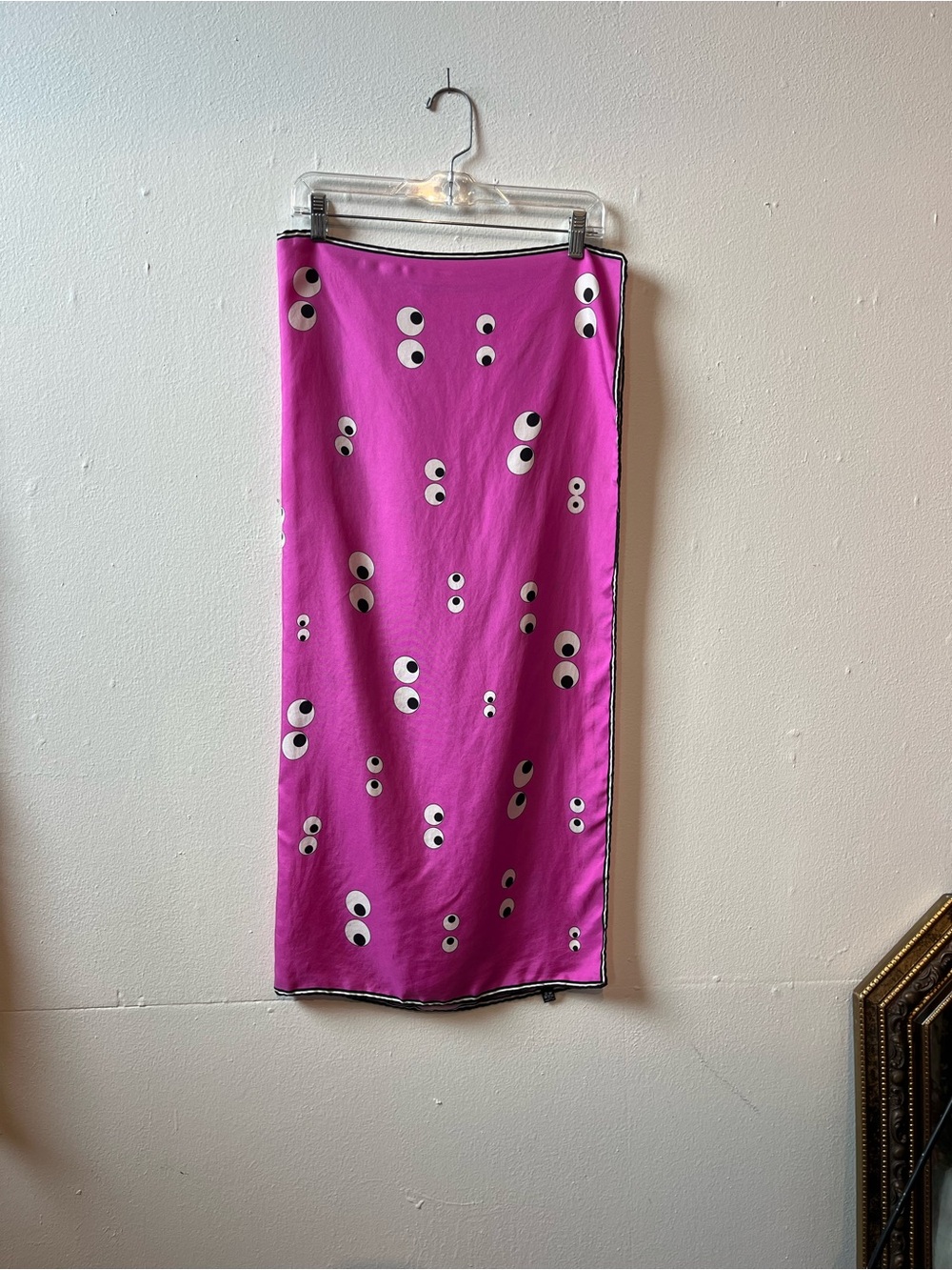 Anya Hindmarch 100% Silk Eyes Scarf Pink 33x34 Designer Neck Scarf Wrap - Picture 5 of 7